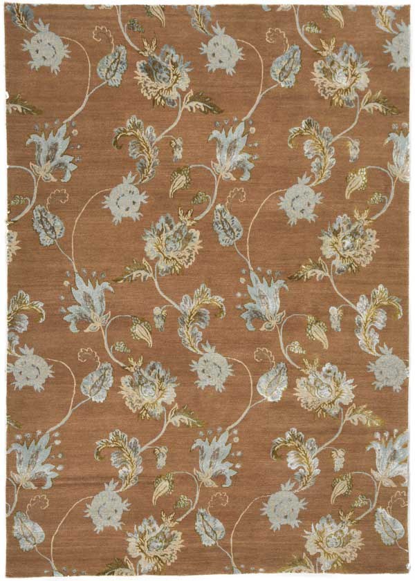 Terracotta floral rug